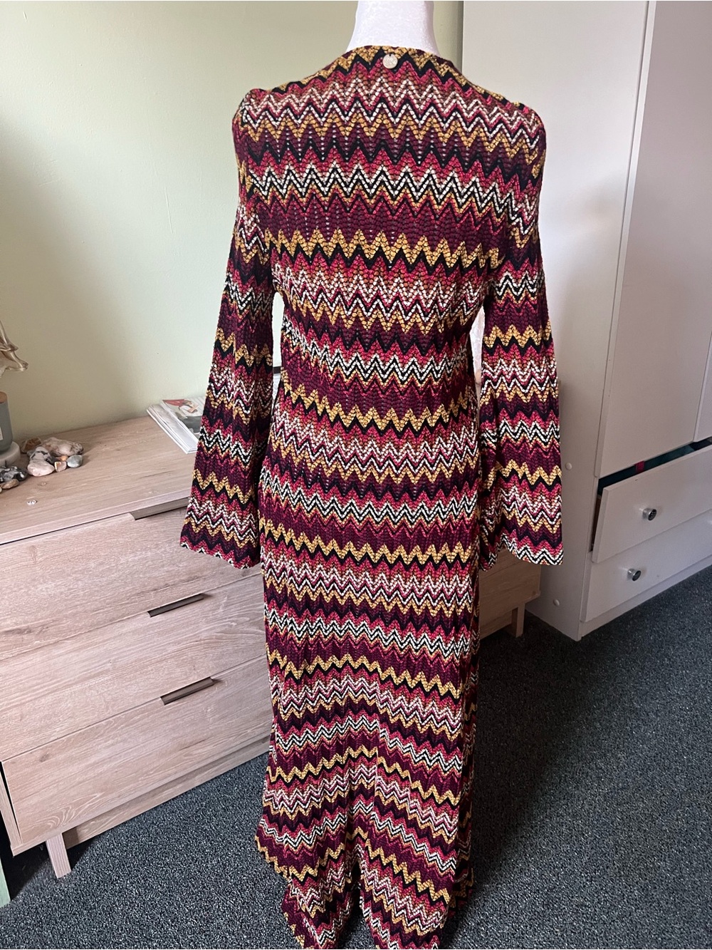 MISSONI Inspired Long For Length Maxi Cardigan Long-Sleeve Duster Knit Shrug M